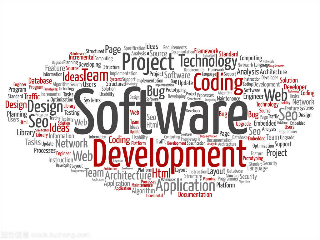 软件开发项目编码技术抽象词云